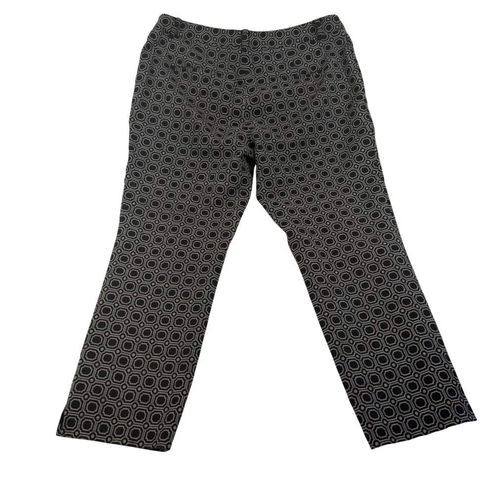Coldwater Creek Natural Fit Black White Geometric Jacquard Straight Pants Sz 14